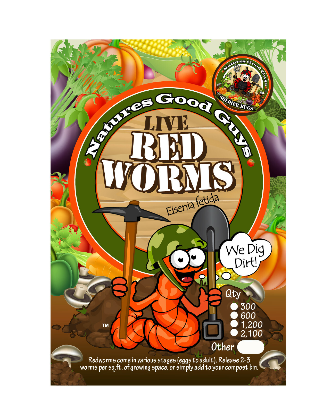 NaturesGoodGuys Live Red Worms 600 Adults - Red Wigglers