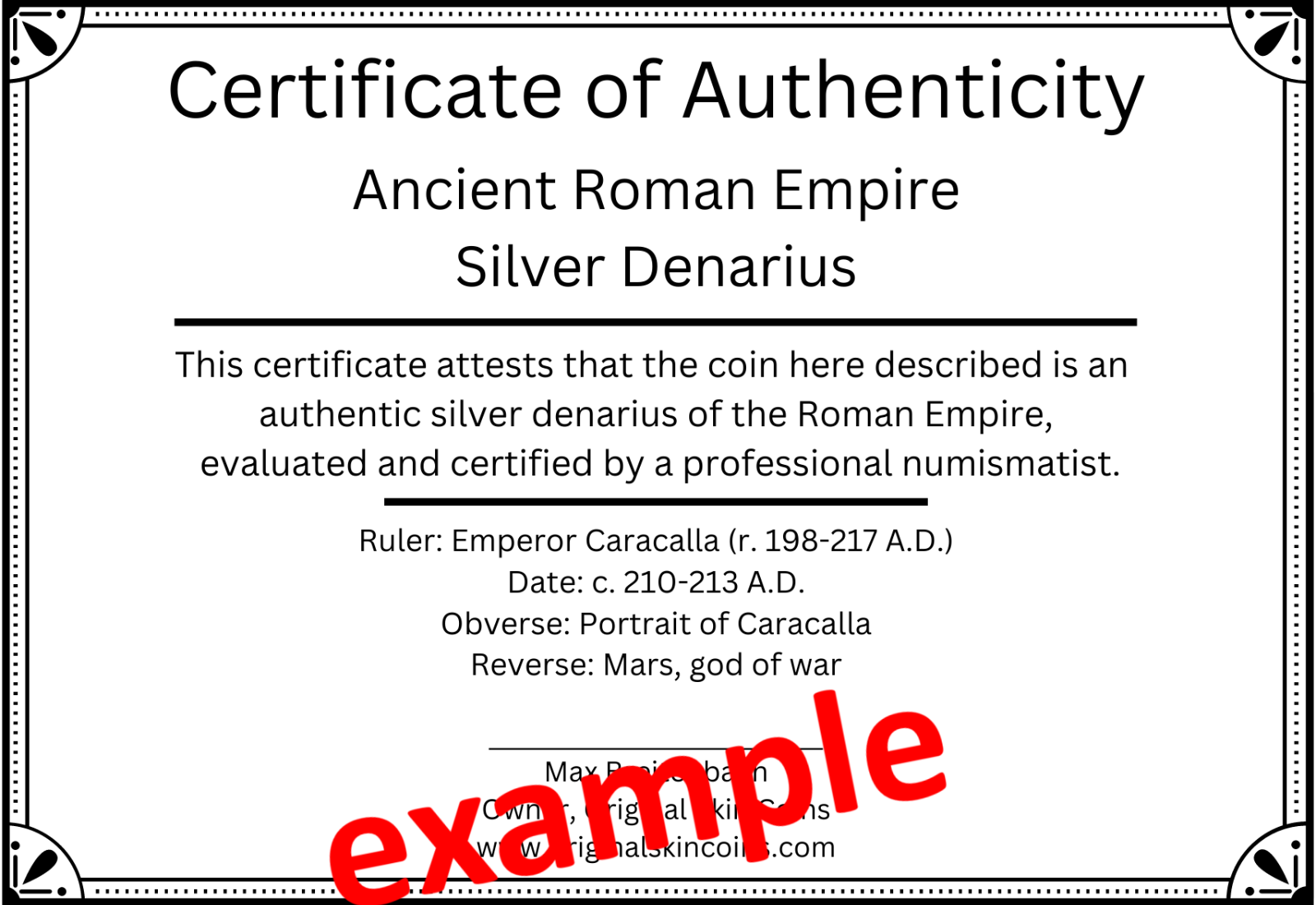 Certificate of Authenticity Add-On (originalskincoins)