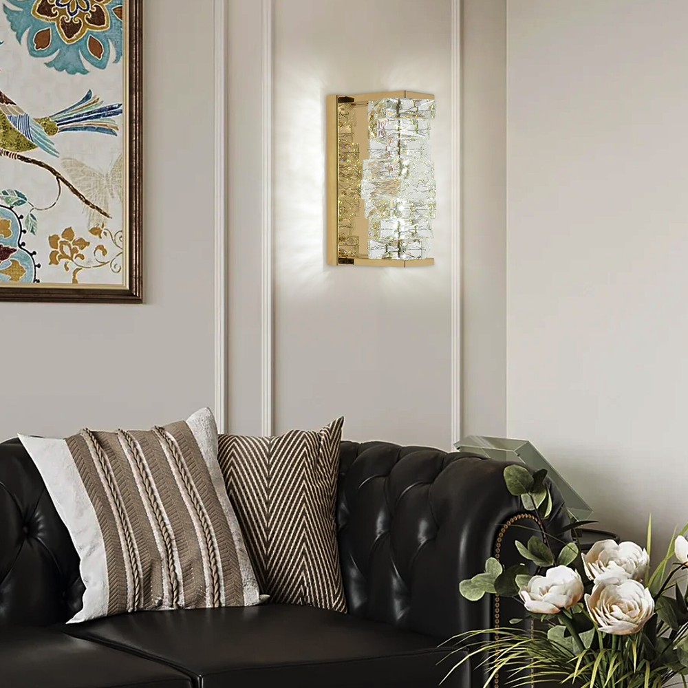 Modern Golden Crystal Wall Lamp with Adjustable LED Light Source