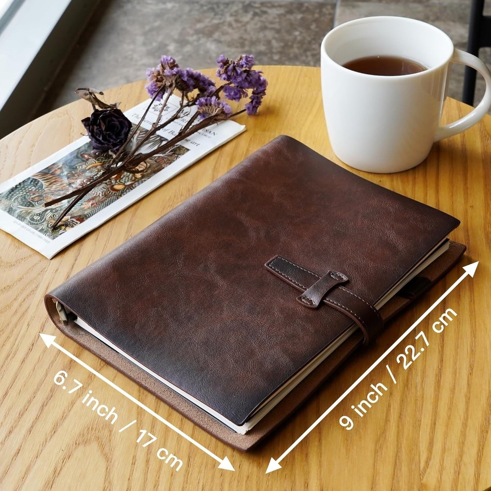 Refillable A5 Leather Binder Notebook, Reusable Leather Journal, Vintage Orga...