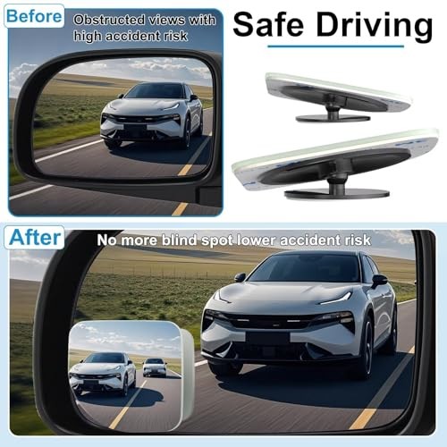 Blind Spot Mirrors 2 Pack, Frameless Side Mirror Blindspot Fan-Shape-2pcs