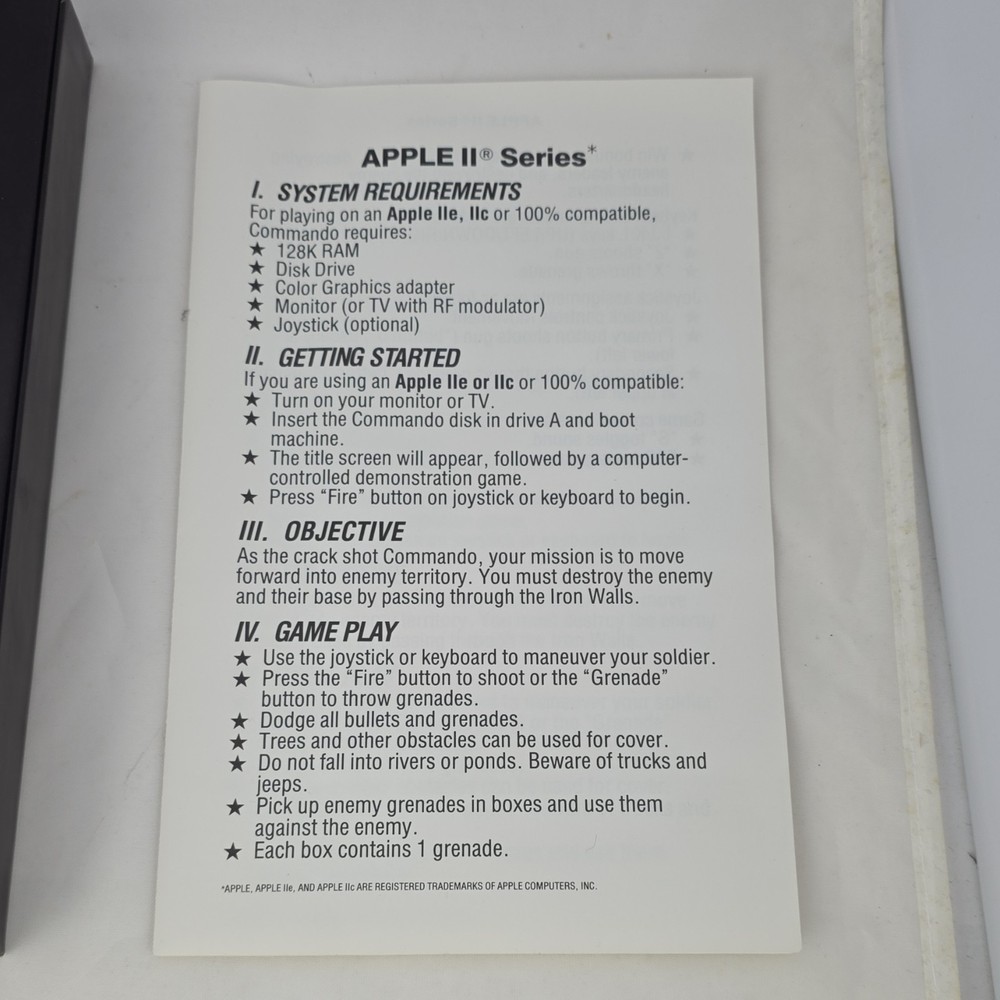 Data East Commando 5.25" Floppy Disc Arcade Game for Apple IIe IIc IBM PC