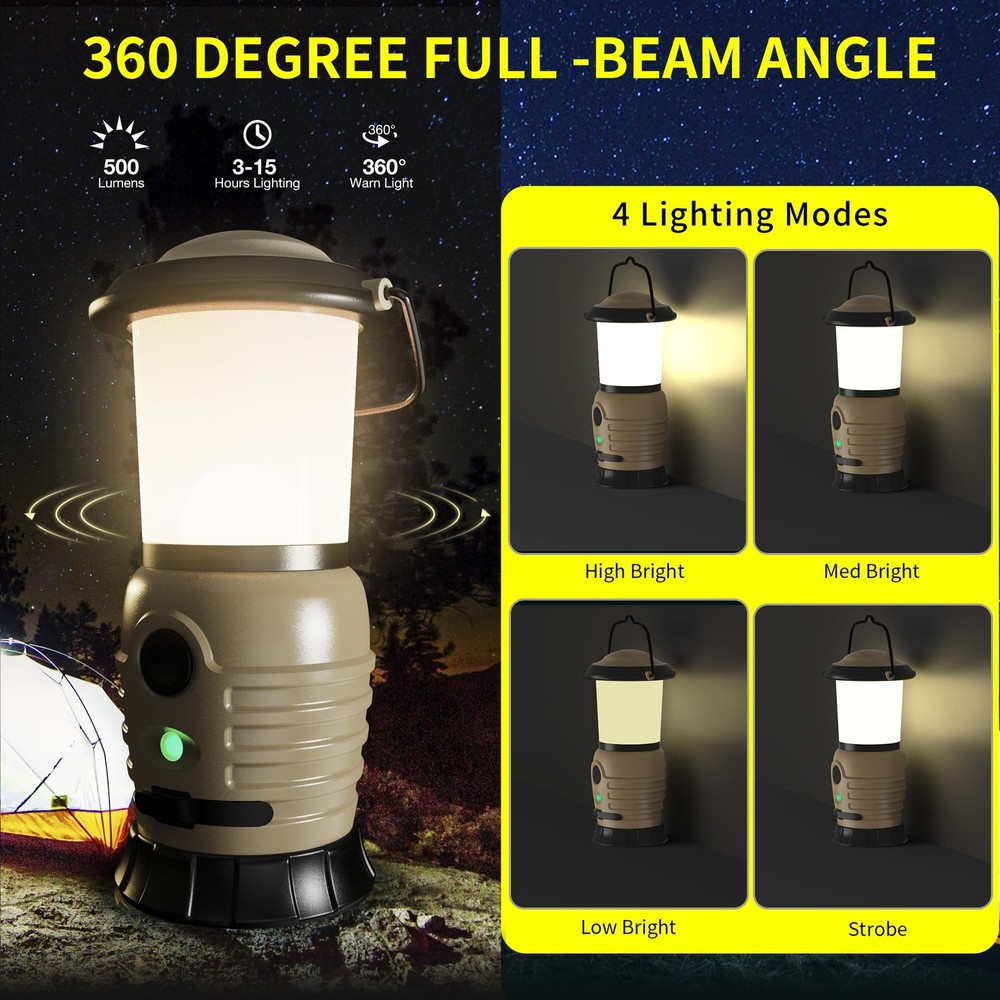 Camping Lantern Rechargeable, Portable LED - Battery coffee