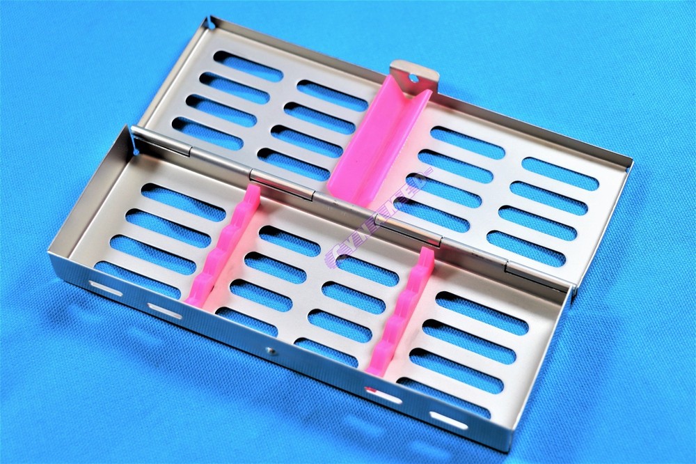 5EA PINK STERILIZATION CASSETTE RACK FOR 5 INSTRUMENTS GERMAN GRADE STAINLESS