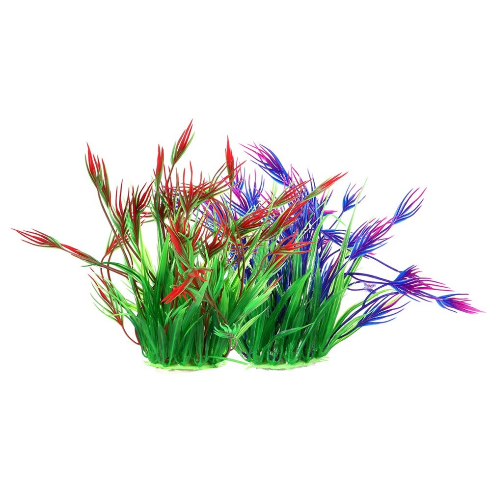 2 Pcs Fish Decorations for Tank Aquarium Plants Grass Artificial