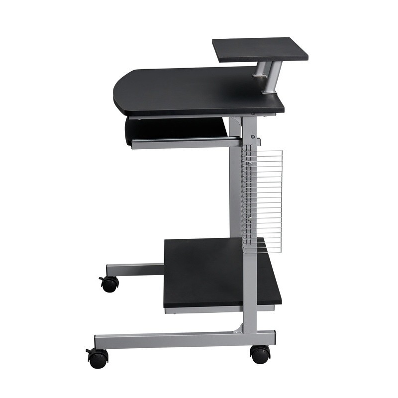Mobile Workstation Compact Rolling Computer Cart Adjustable Shelf Keyboard Tray
