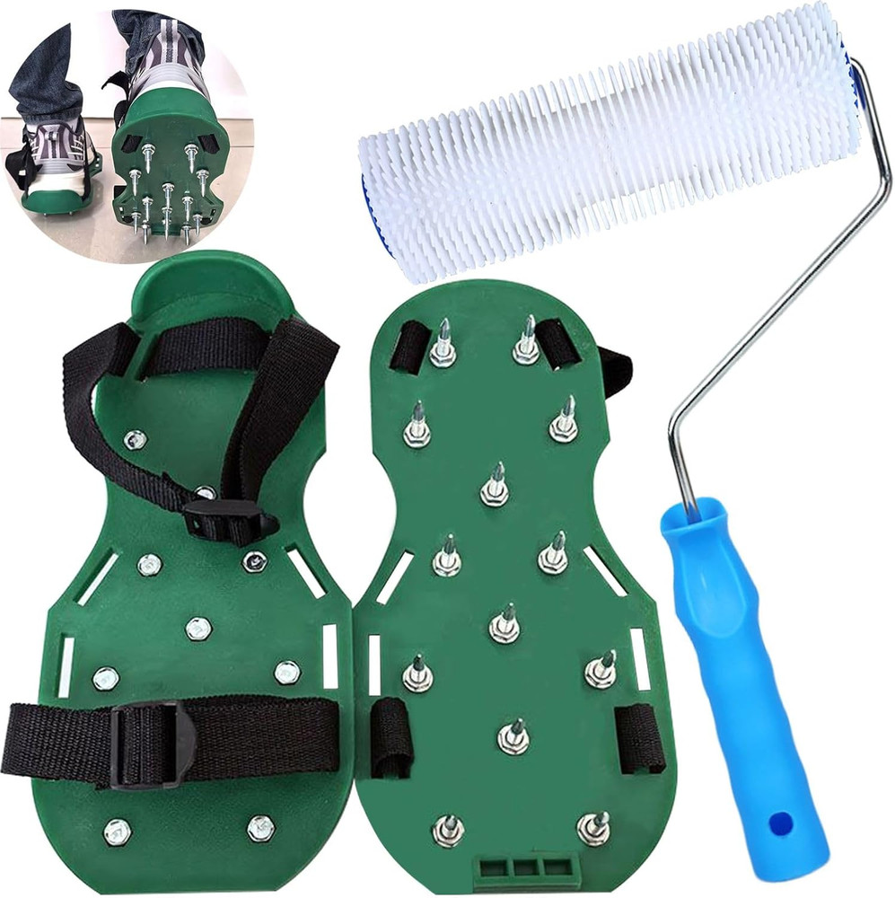 9 Inch Screed Spiked Roller Self Leveling Concrete Roller Epoxy Roller Spike Sho