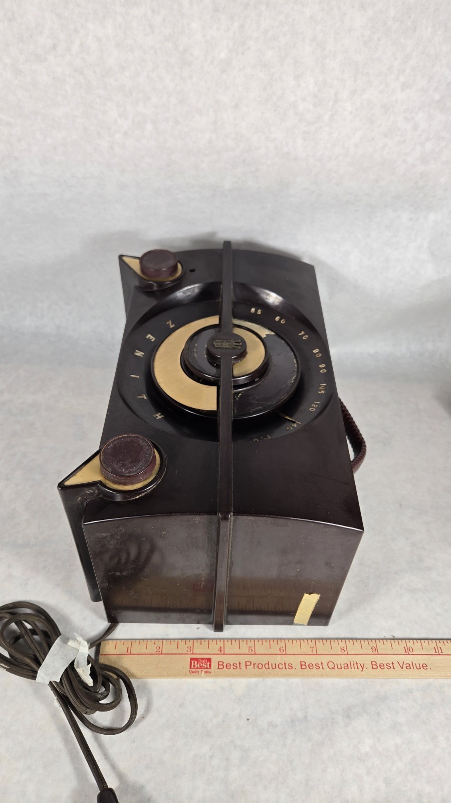 Vintage MCM Zenith Model J615 AM Tabletop Tube Radio POWERS ON/PARTS See Photos