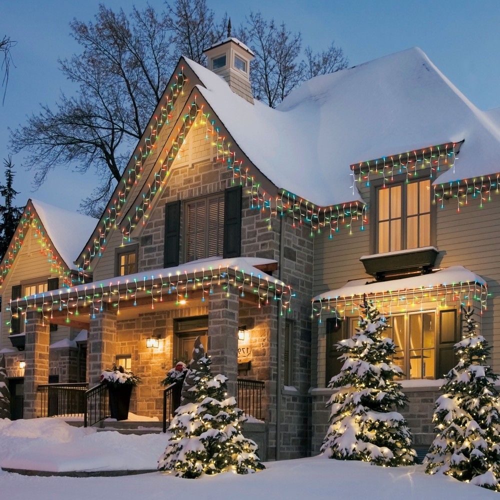 Holiday Time 500-Count Multicolor LED Icicle Lights with White Wire