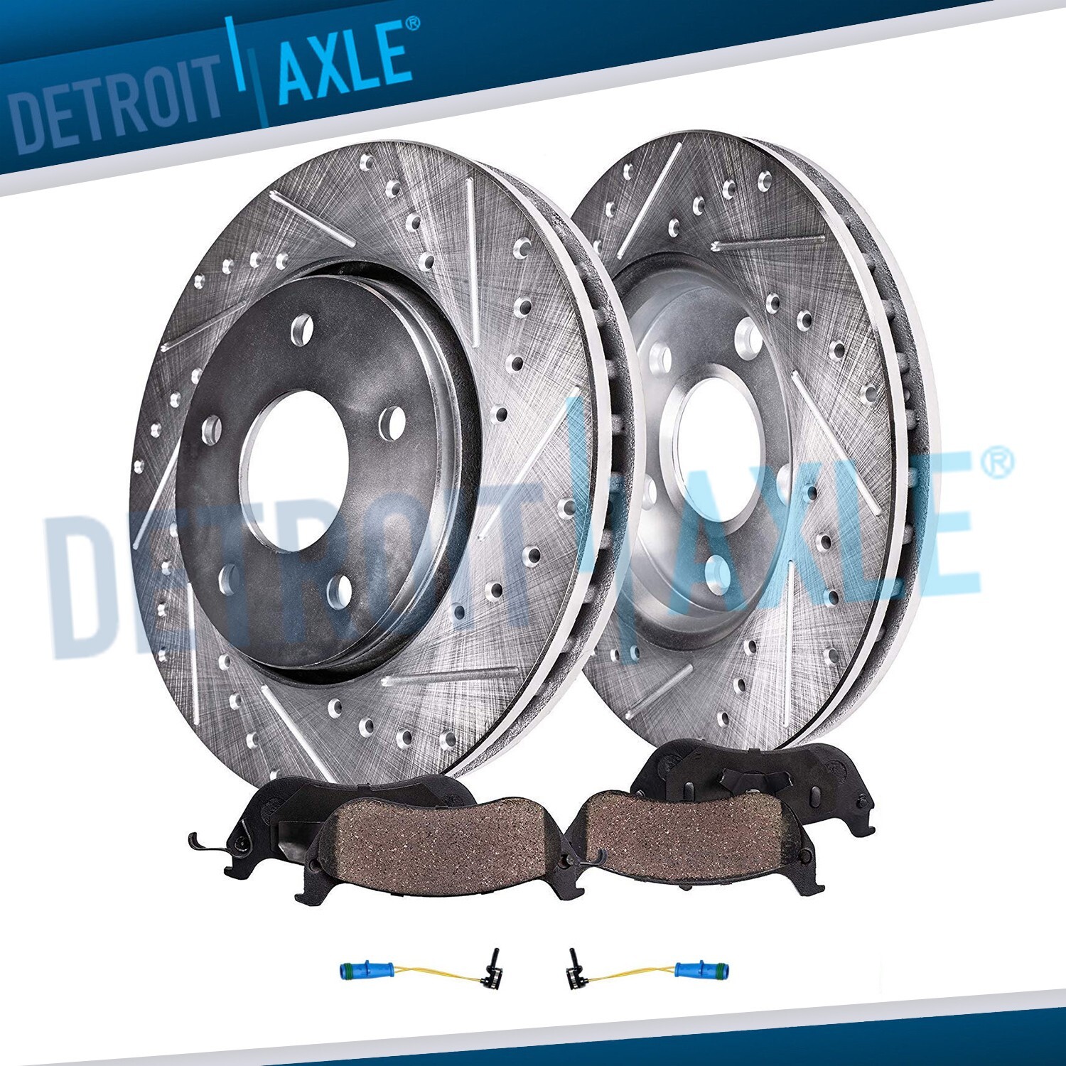 Front Drilled Rotors + Ceramic Brake Pads for 2015 2016-2021 Mercedes-Benz C300