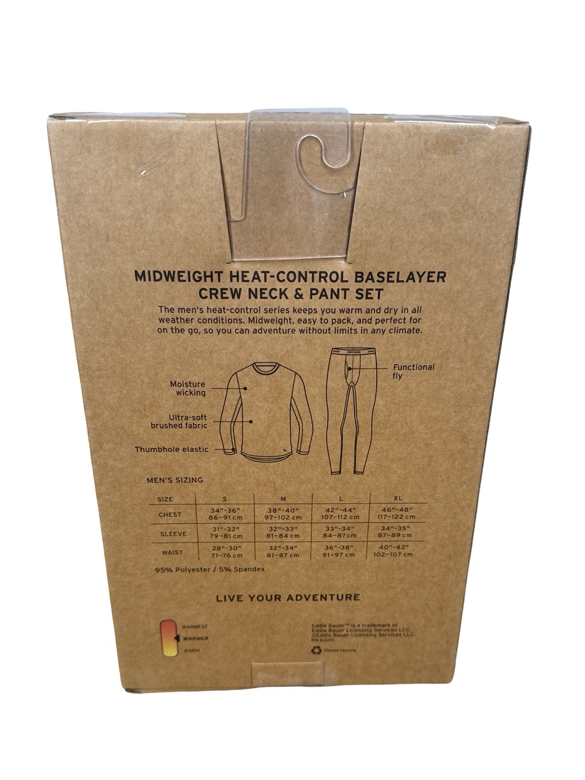 2-Piece Set Eddie Bauer Midweight Base Layer Crew Pant Set Men’s Small Black NEW