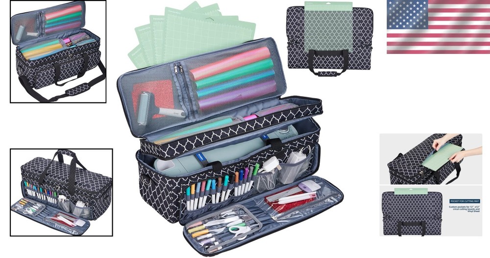 Double Layer Cricut Carrying Case with Organized Pockets