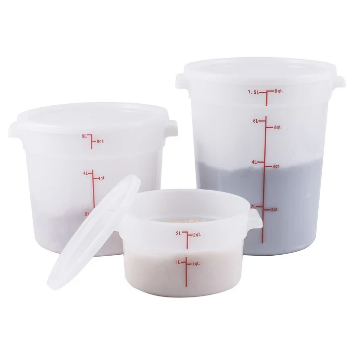 Winco PP Round Storage Container, 8-Quart, White