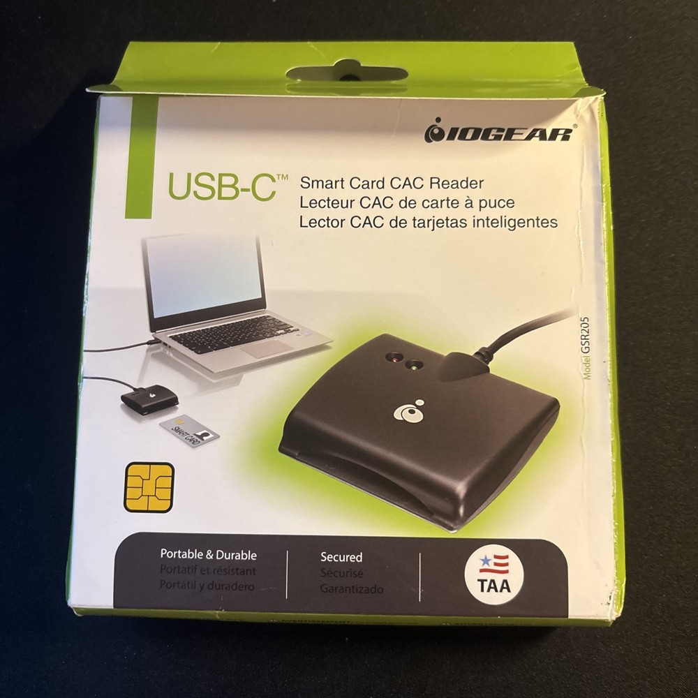 iogear usb-c smart card cac reader TAA compliant New Open Box