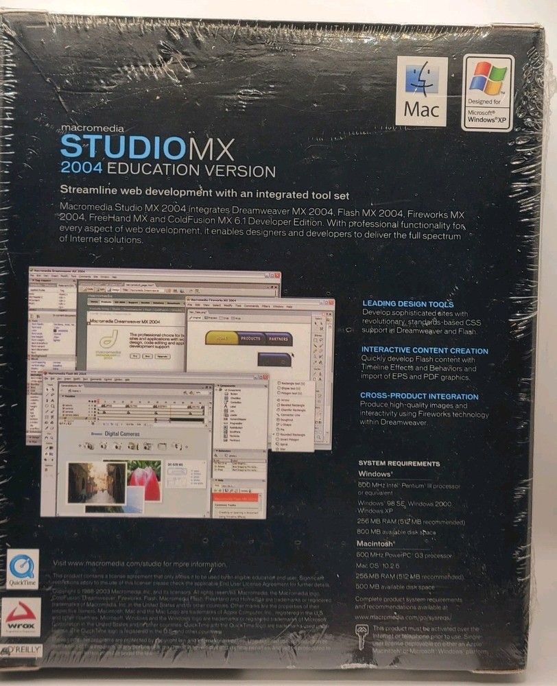Adobe Studio MX 2004 Educational Edition CD-ROM Sealed Creative Suite Windows