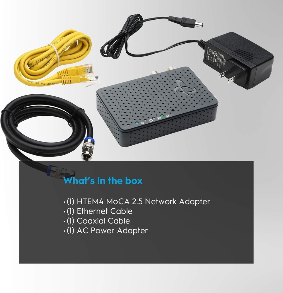 MoCA 2.5 Adapter 1Gbps Ethernet Coax Network Backbone Streaming