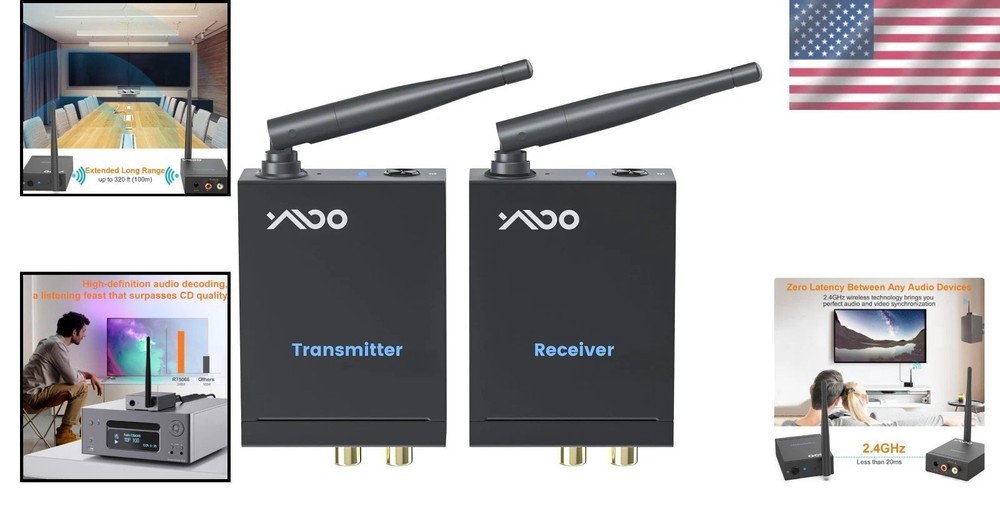 HiFi 2.4GHz Wireless Audio Transmitter/Receiver for TVs & Soundbars - 20ms Delay