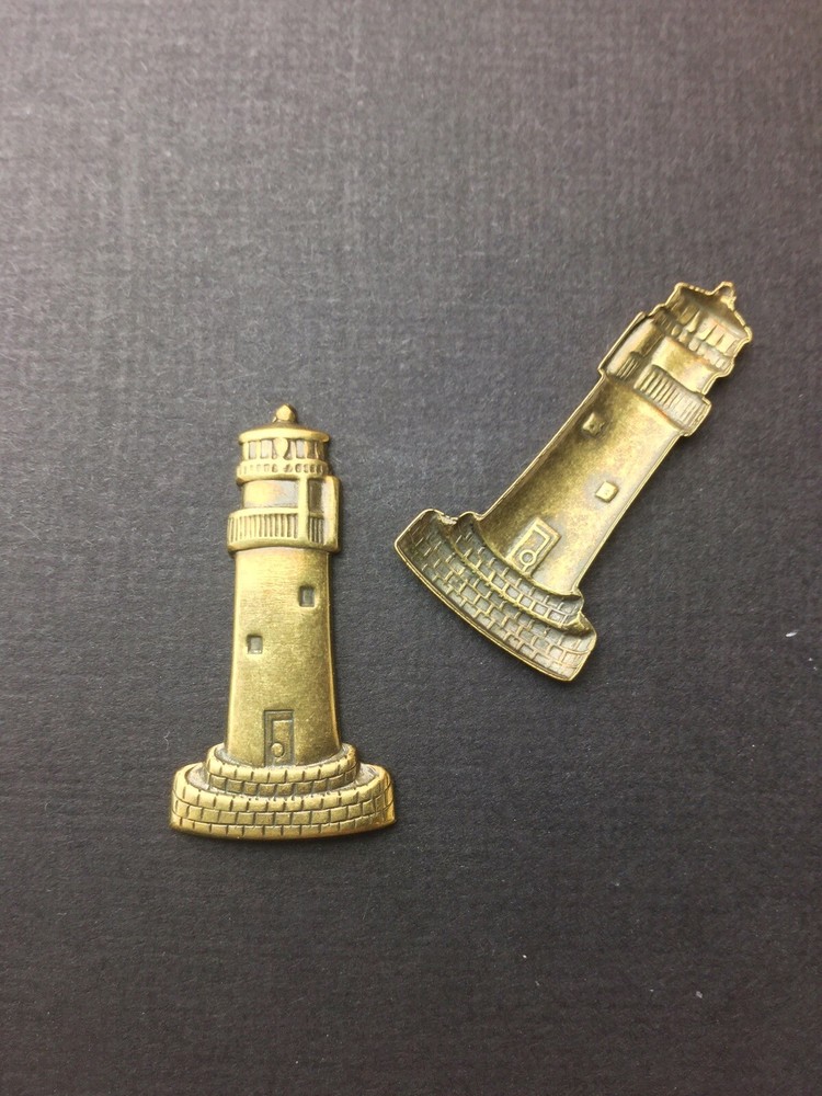46183 4 Pc. Brass Oxidized Lighthouse Jewelry Finding