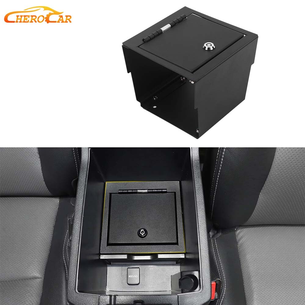 Locking Console Safe Armrest Console Security Storage Box for 4Runner 10+ w/keys