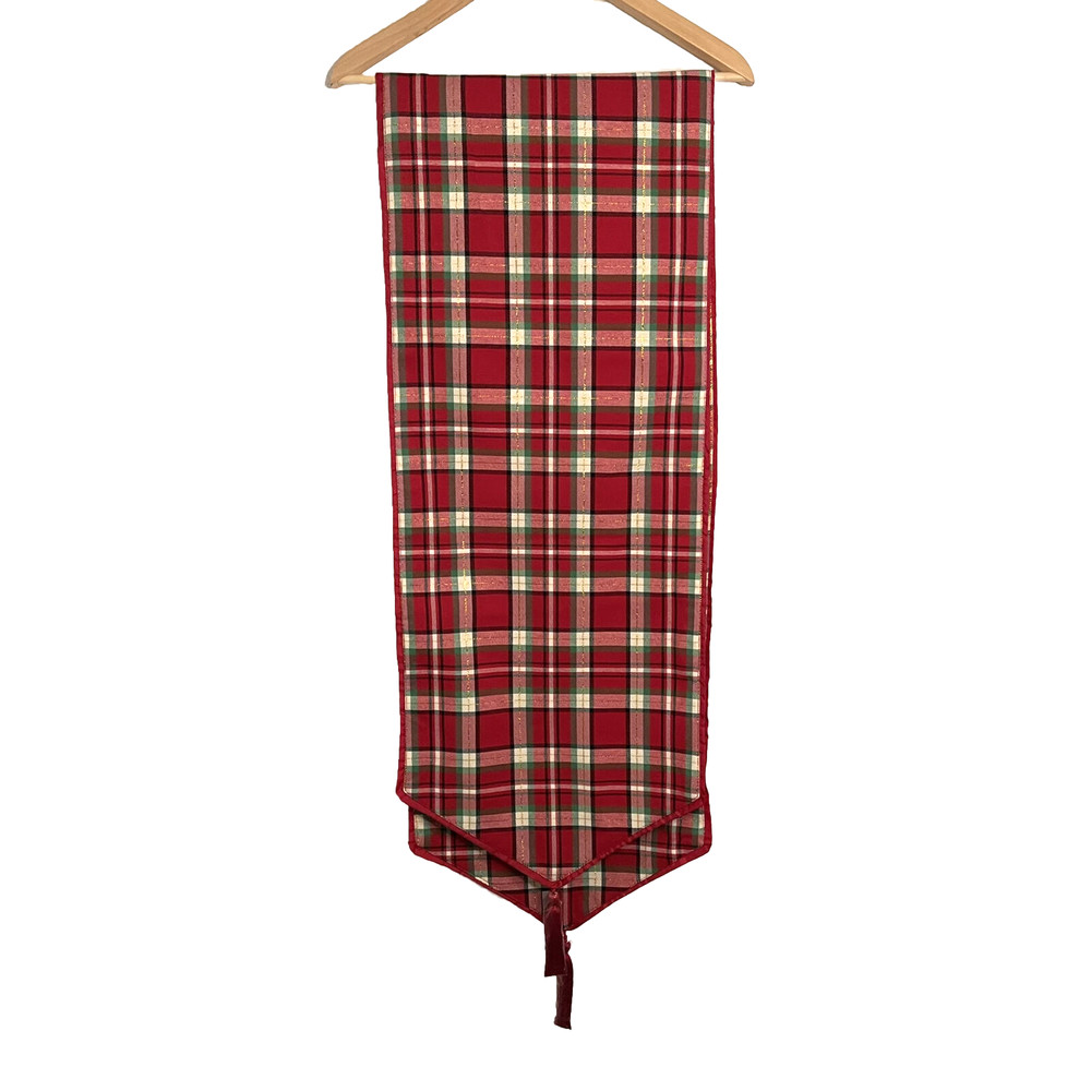 Christmas Red Plaid Table Runner 78" X 13.5" -NWOT