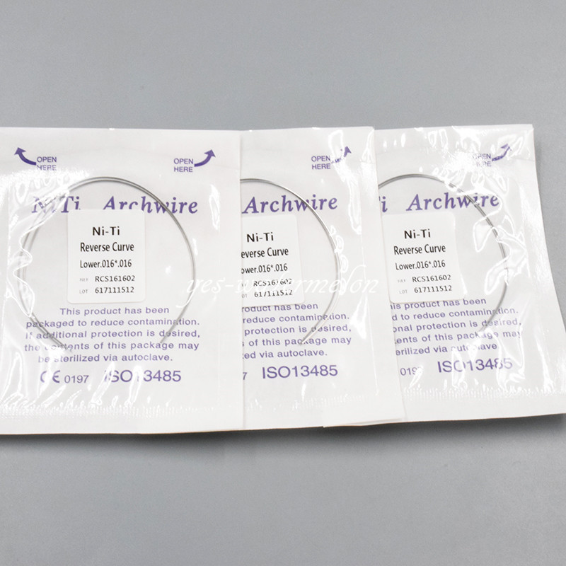 1 Pack 2 Pcs Dental NITI Reverse Curve Rectangular Arch Wires Upper/Lower Sizes