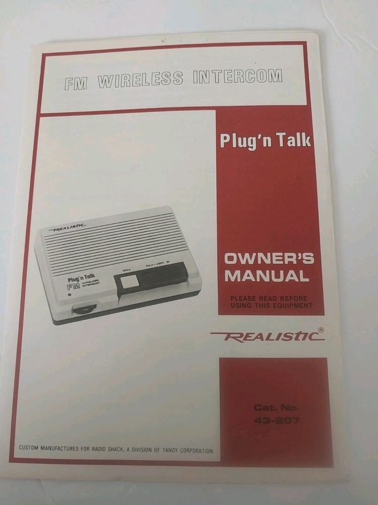 Realistic vintage Plug 'n Talk wireless FM intercom system (2 Stations) 43-207