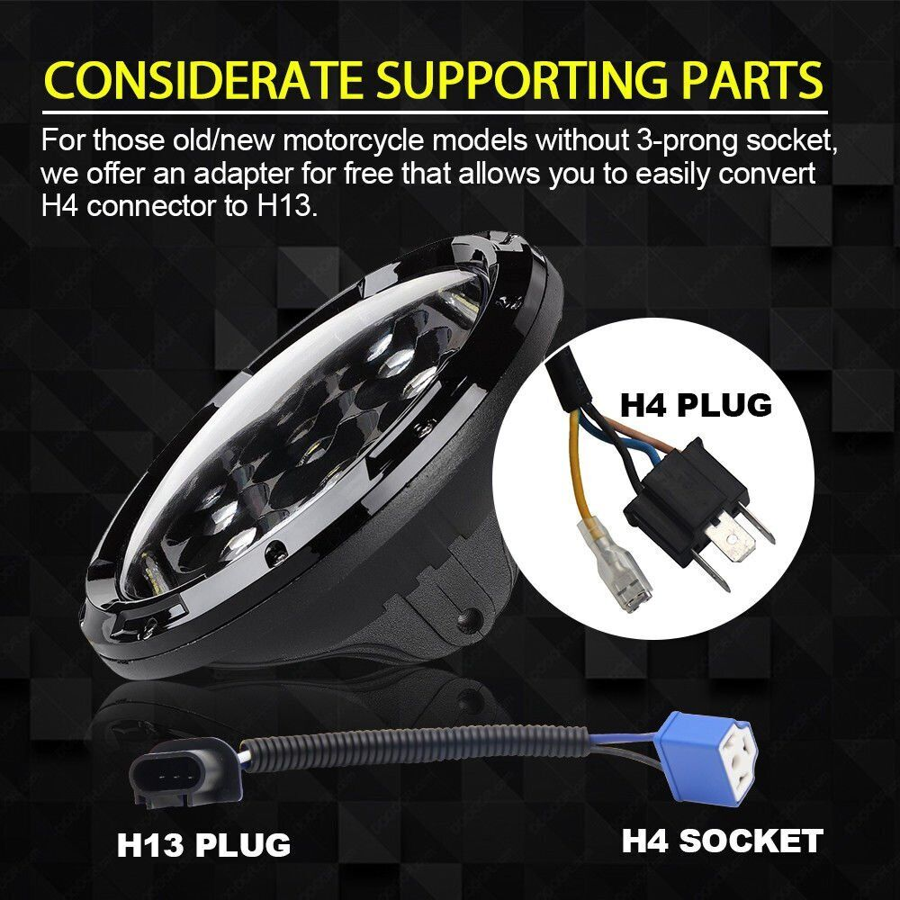 DOT 7 inch Motorcycle LED Headlight Hi-Lo Halo for Honda Shadow Spirit 1100 750