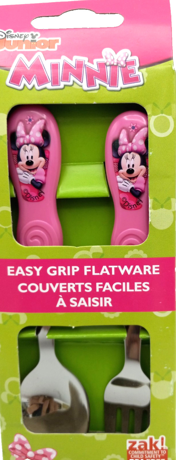 Disney Zak Minnie Mouse Easy Grip Flatware 2 Piece Set Spoon Fork New Old Style
