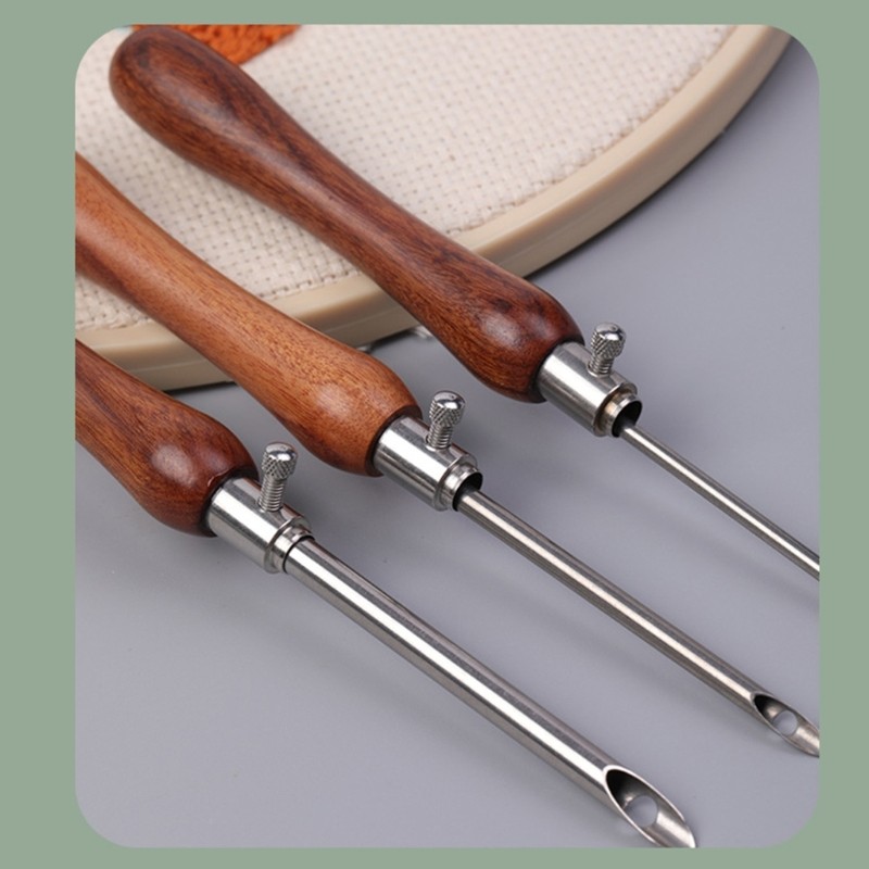 Handle Embroidery Pen with 3 Punching Needle Head and Needle Threader