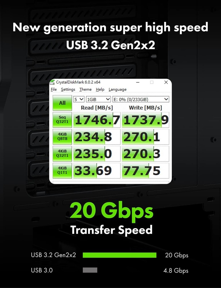 GRAUGEAR 20Gbps USB 3.2 Gen 2x2 USB-C Front Panel Type-C Adapter, Silver