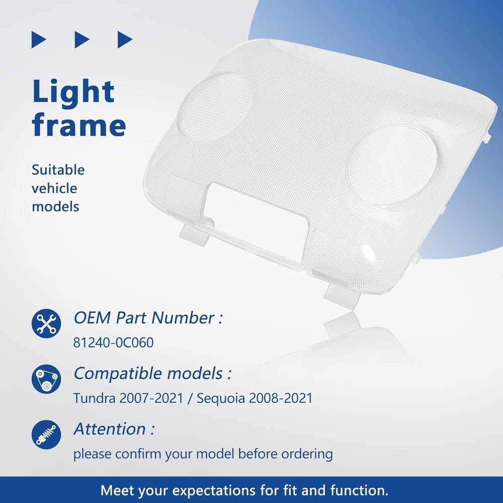 Reading Dome Light Cover Assembly Compatible with Tundra 2007-2021 Sequoia