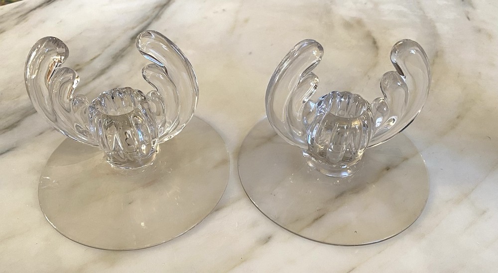 Vintage Art Deco Candlesticks Pair Angel Wing