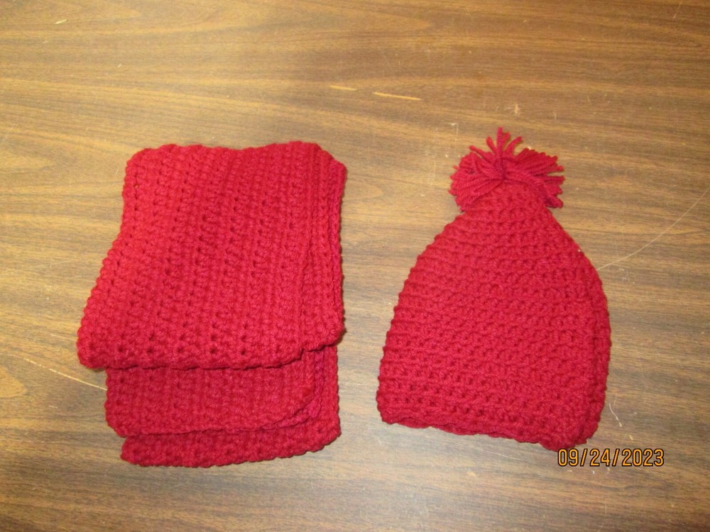 Crocheted Hand Made Hat and Scarf