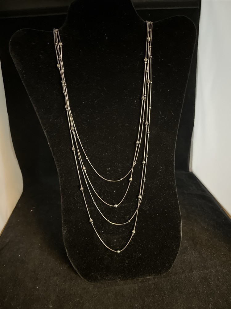 Four Strand Gunmetal Stud Necklace 29”