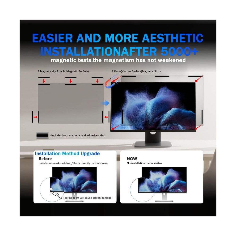 [2 Pack] Magnetic Computer Privacy Screen Filter 27 Inch for Frameless Monito...