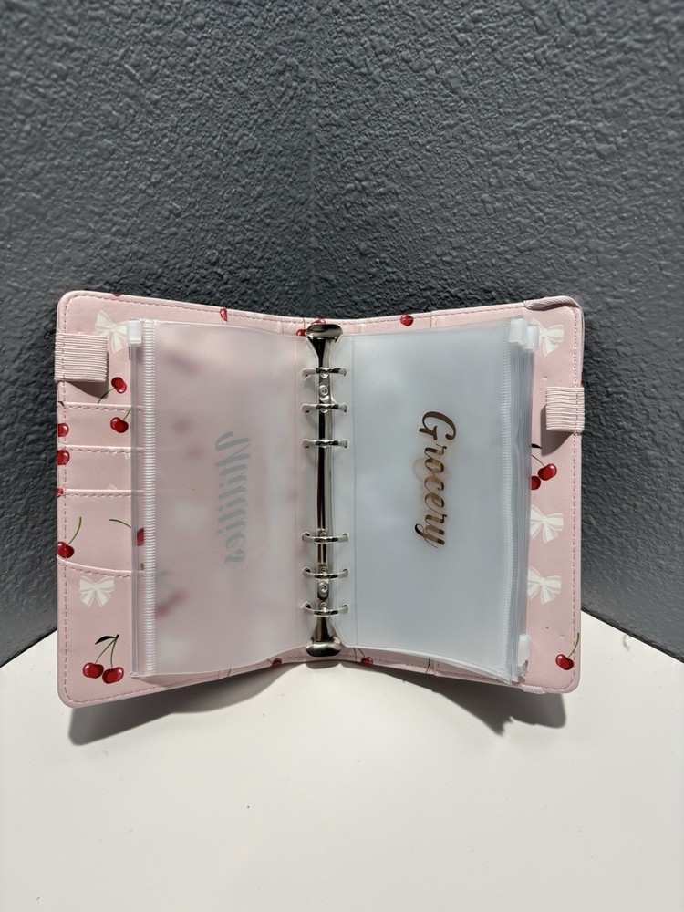 Pink Cherry Cash Stuffing Budget Binder Wallet A6 Envelope System Organizer