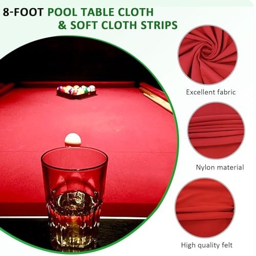8ft Pool Table Felt & Bumper Kit - Professional Replacement, DIY Upgrade, 6 Clot
