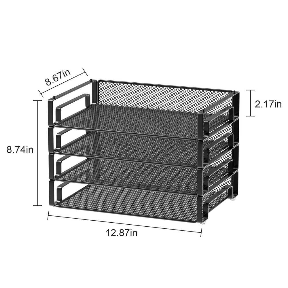 Samstar 4 Pack Stackable Letter Paper Tray, Desk File Organizer Paper Sorter for