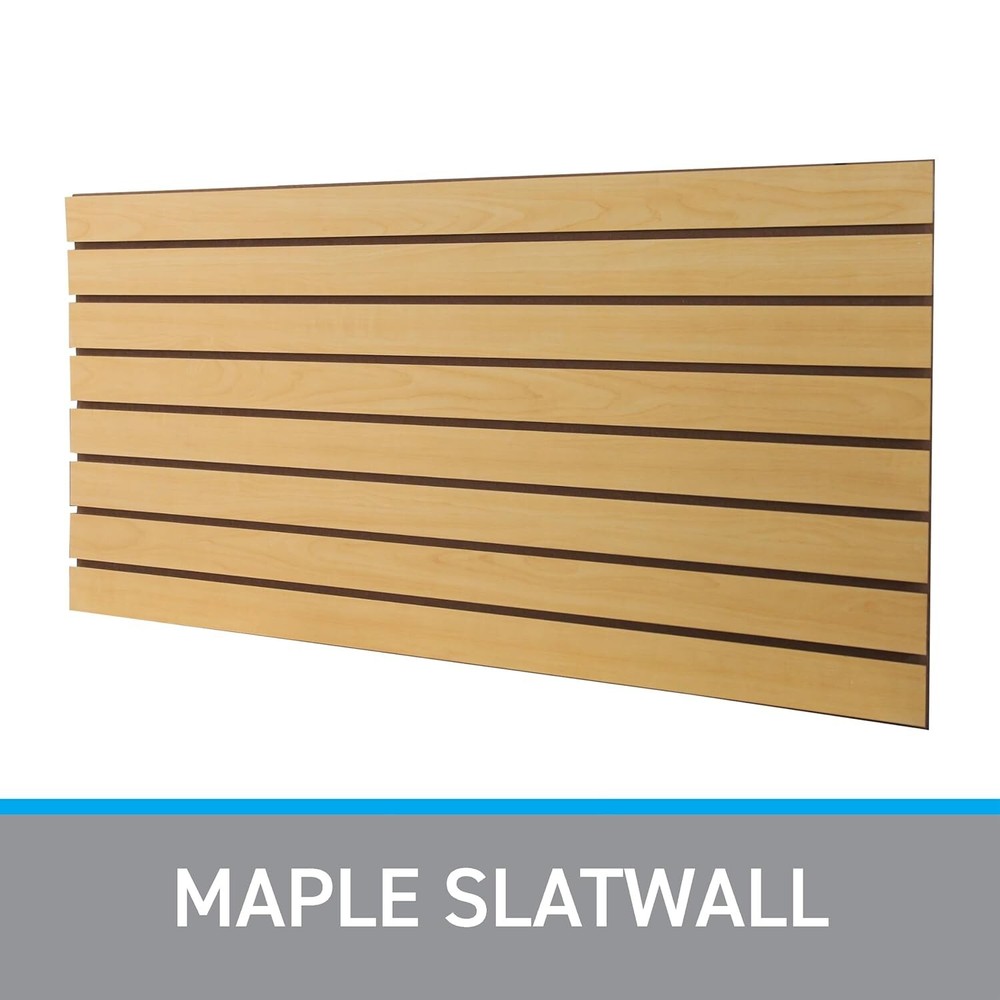 2 Slatwall Easy Panels 4' x 2' Horizontal Maple Fiberboard Panel