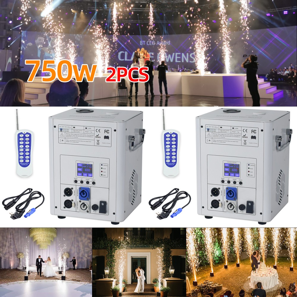 2Pack Cold Spark Machine 750W Firework Machine DMX DJ Stage Effect with Handle