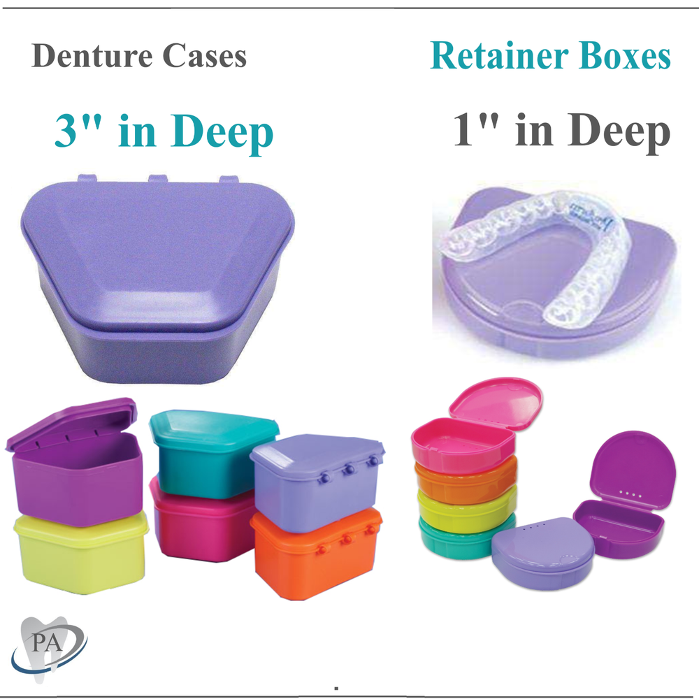 Dental Denture Box case carrier - 3' Deep or Retainer Box - 1' Deep, Upto 100Pk