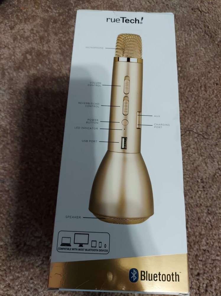 Rue Tech! Karaoke Mic Wireless Gold Bluetooth Mic & Speaker