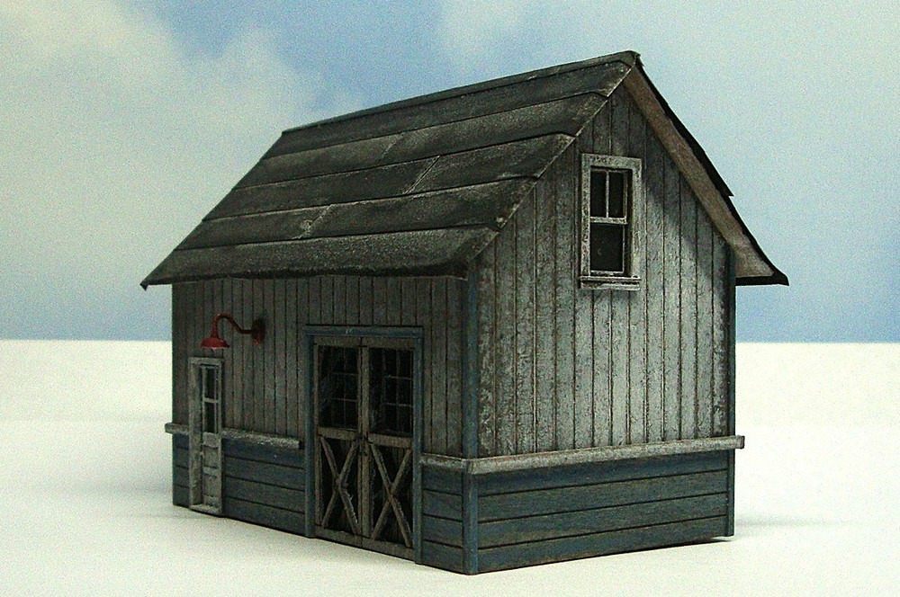 HO scale built wood model Yard Shed