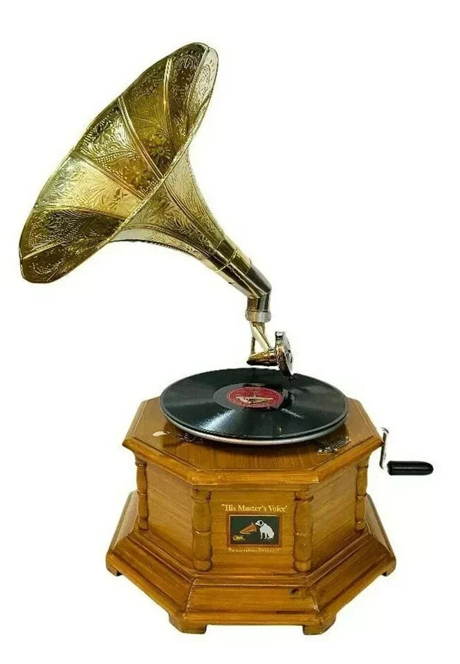 Vintage HMV Gramophone Fully Functional Working Phonograph, win-up record player