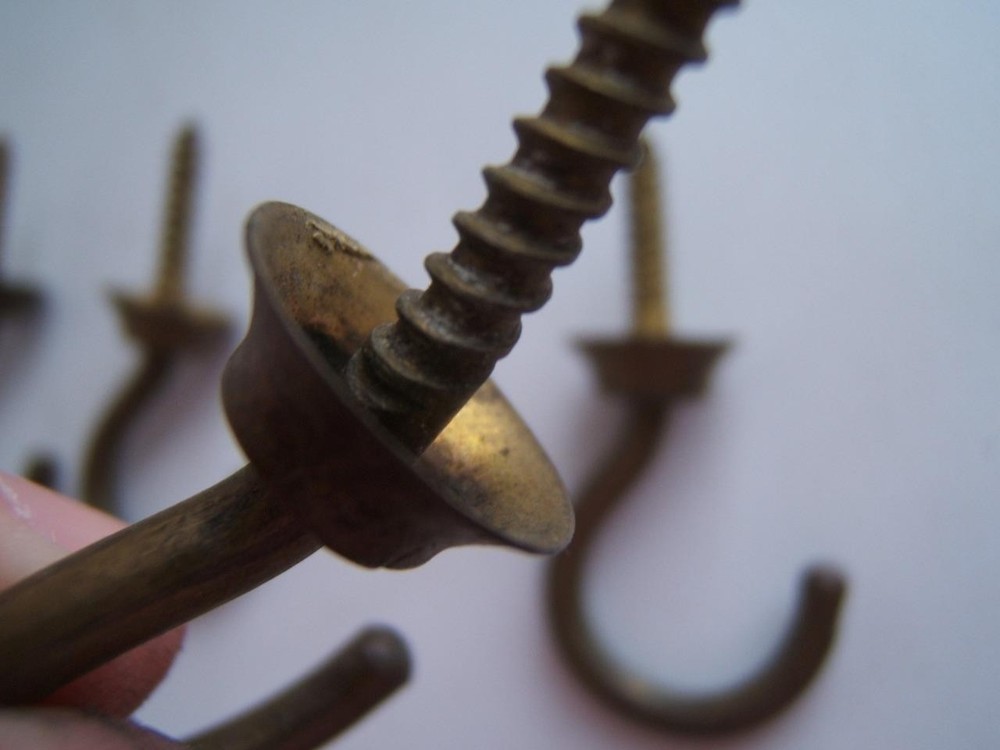 12 VINTAGE BRASS CEILING or CUP HOOKS 2 DIFFERENT STYLES