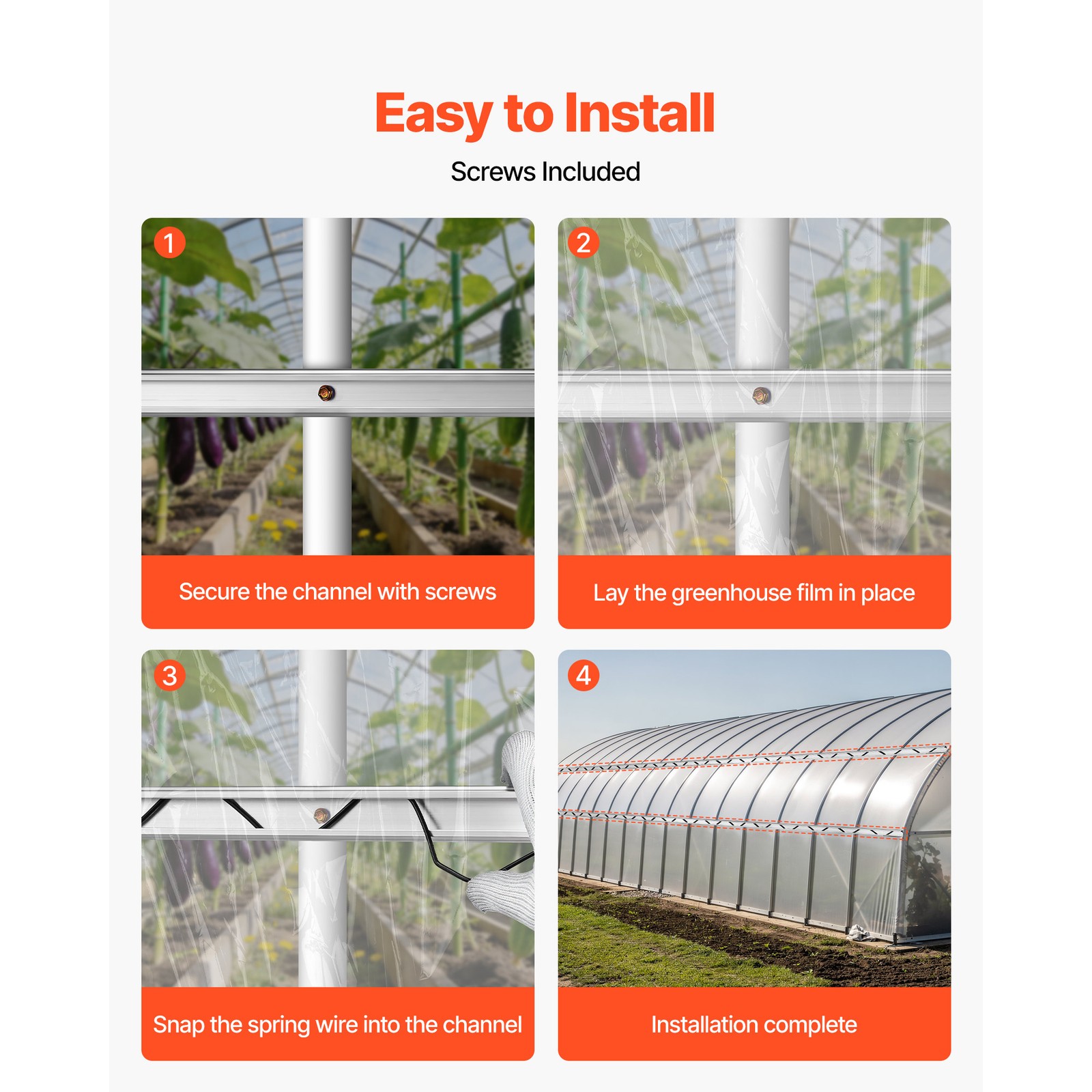 Uimoso Spring Wire & Aluminum Lock Channel Greenhouse Kit