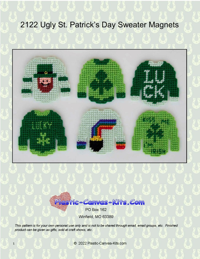 St. Patrick's Day Ugly Sweater Magnets-Plastic Canvas Pattern or Kit