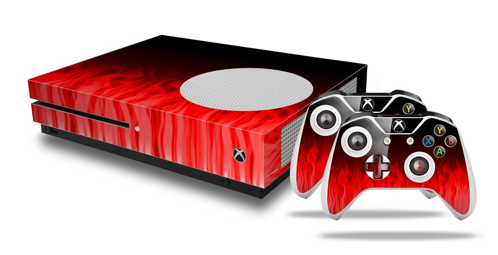 Skin XBOX One S Console Controller Fire Red