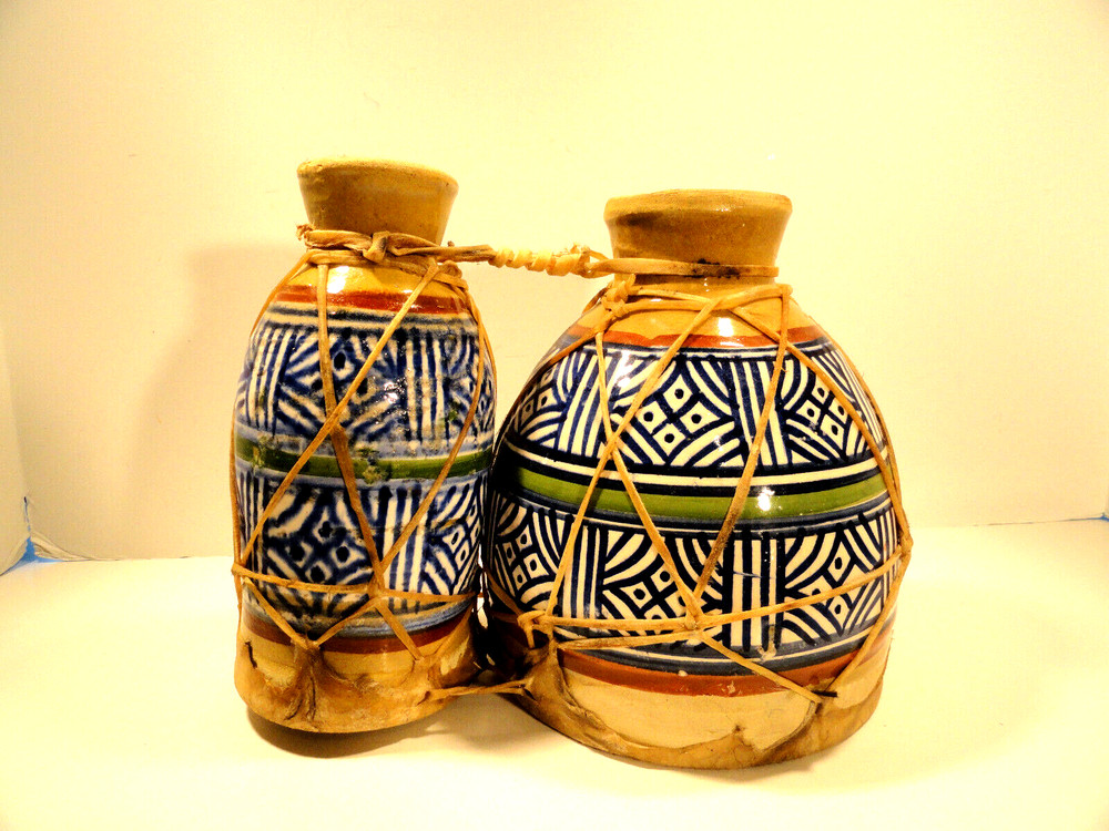 Vintage Moroco Double Bongo Ceramic Tomtom Drum