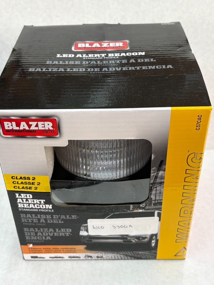Blazer Amber & White LED Medium Beacon Class 2 Warning Light 12V Clear Lens ^